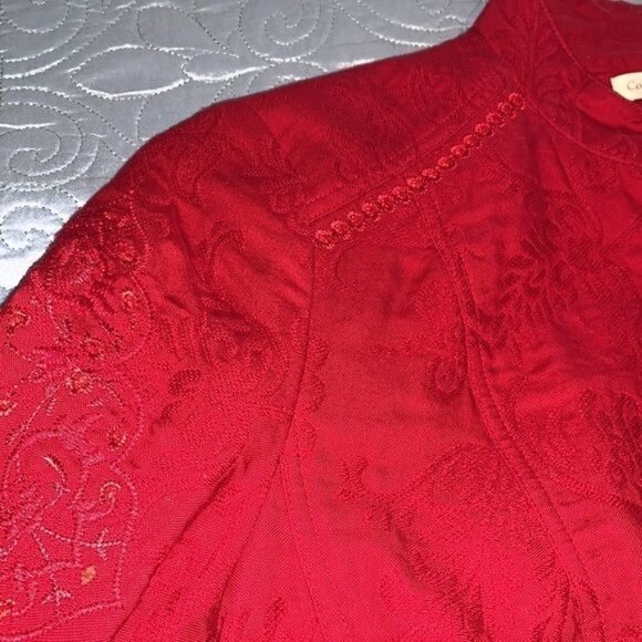 Coldwater Creek Red Embroidered Button-Front Jacket Womens Size 20 Cotton/Polyes - Picture 8 of 14